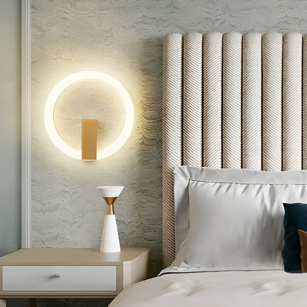 Modern Circle Dimmable LED Wall Sconce Light Fixture for Bedroom Decor