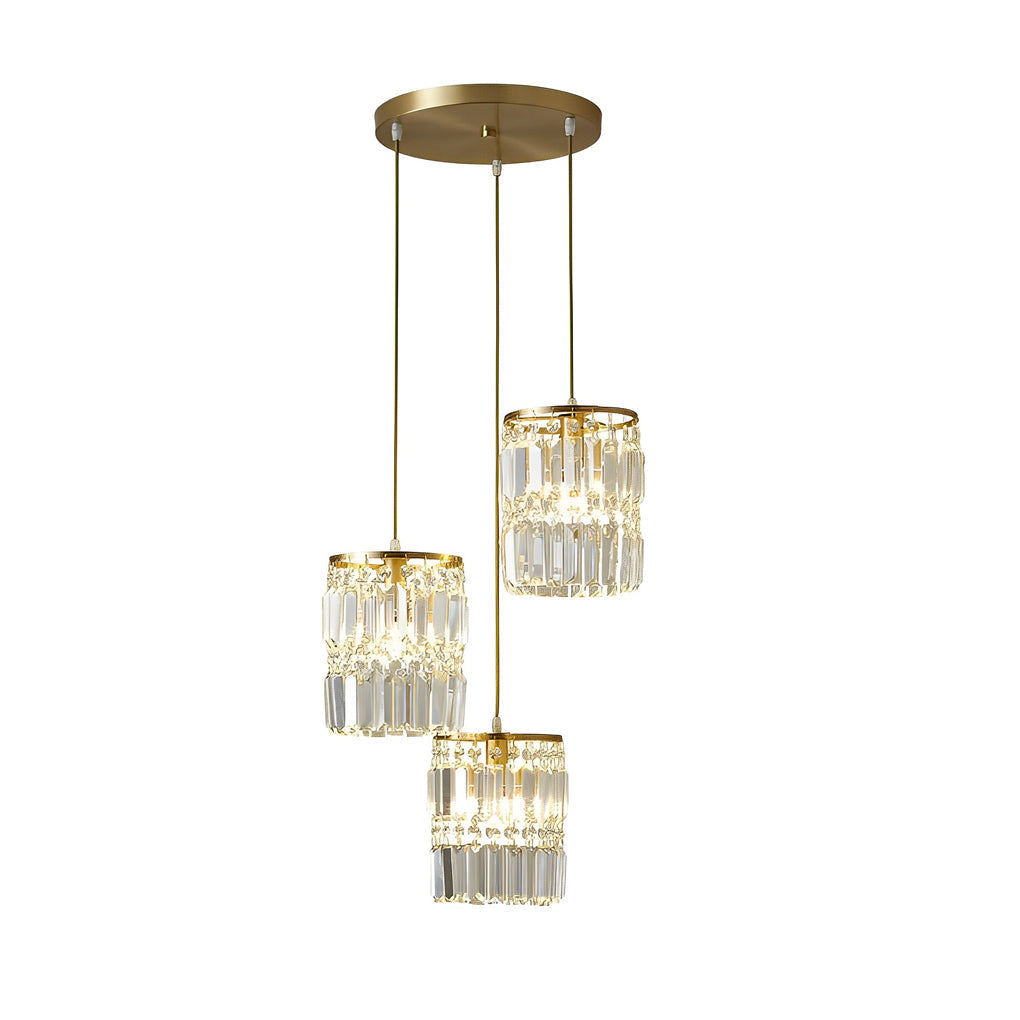 Nordic Cylindrical Crystal Pendant Light with Three-Step Dimming for Dining Room