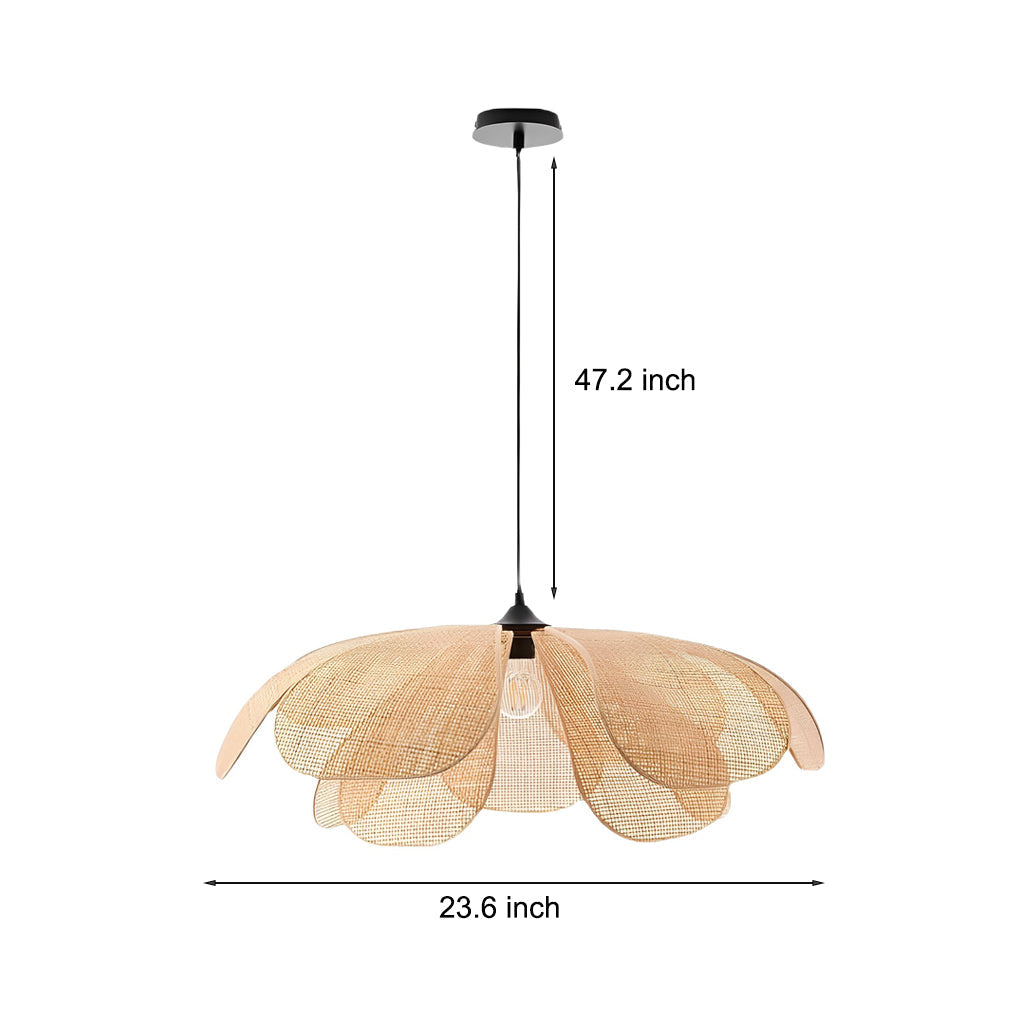 Japanese Rattan Flower Petals Three-Step Dimming Chandelier for Living Room