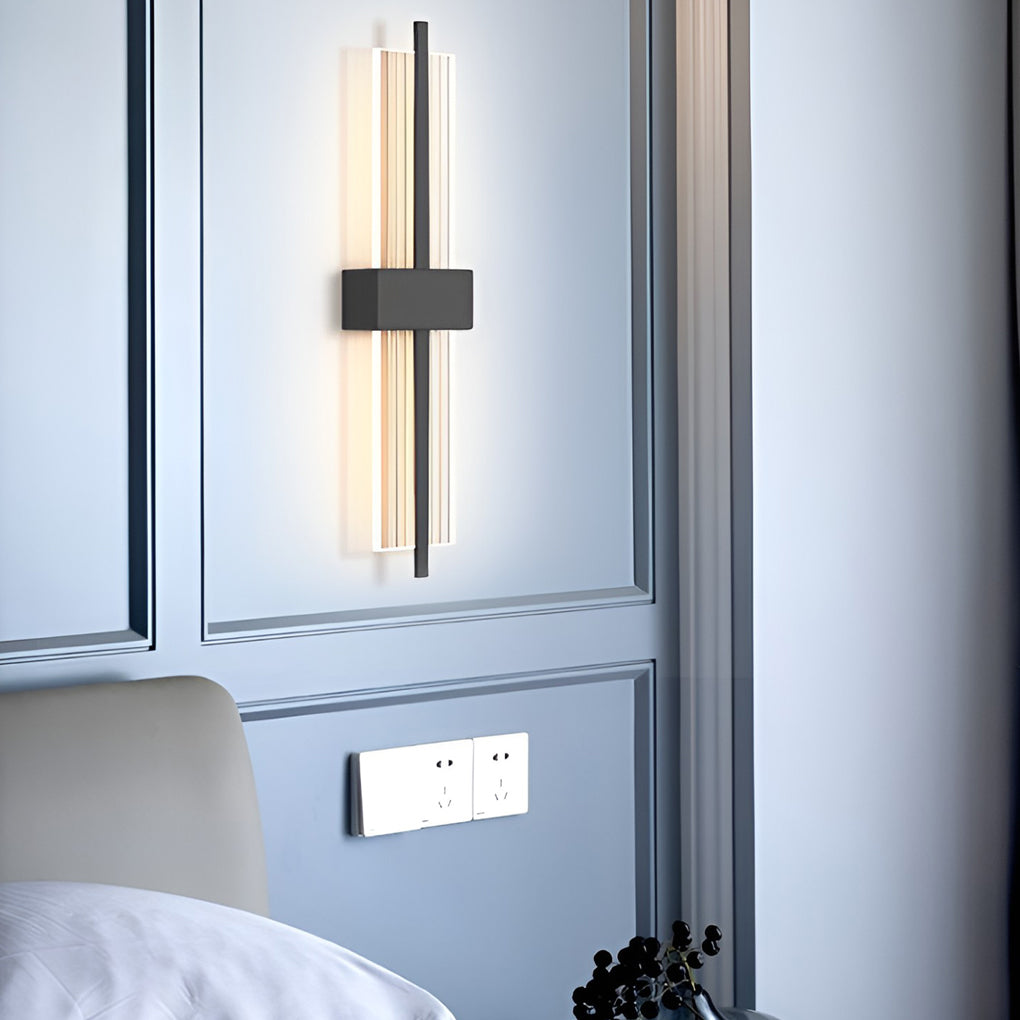 Postmodern Rectangle Warm LED Wall Sconce in Elegant Black for Living Room