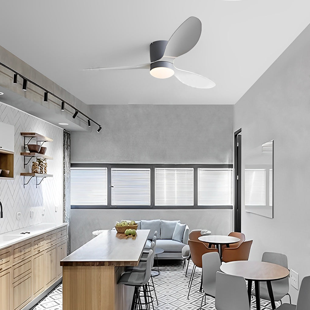 Dimmable 52-Inch Modern White LED Ceiling Fan with Remote for Living Room