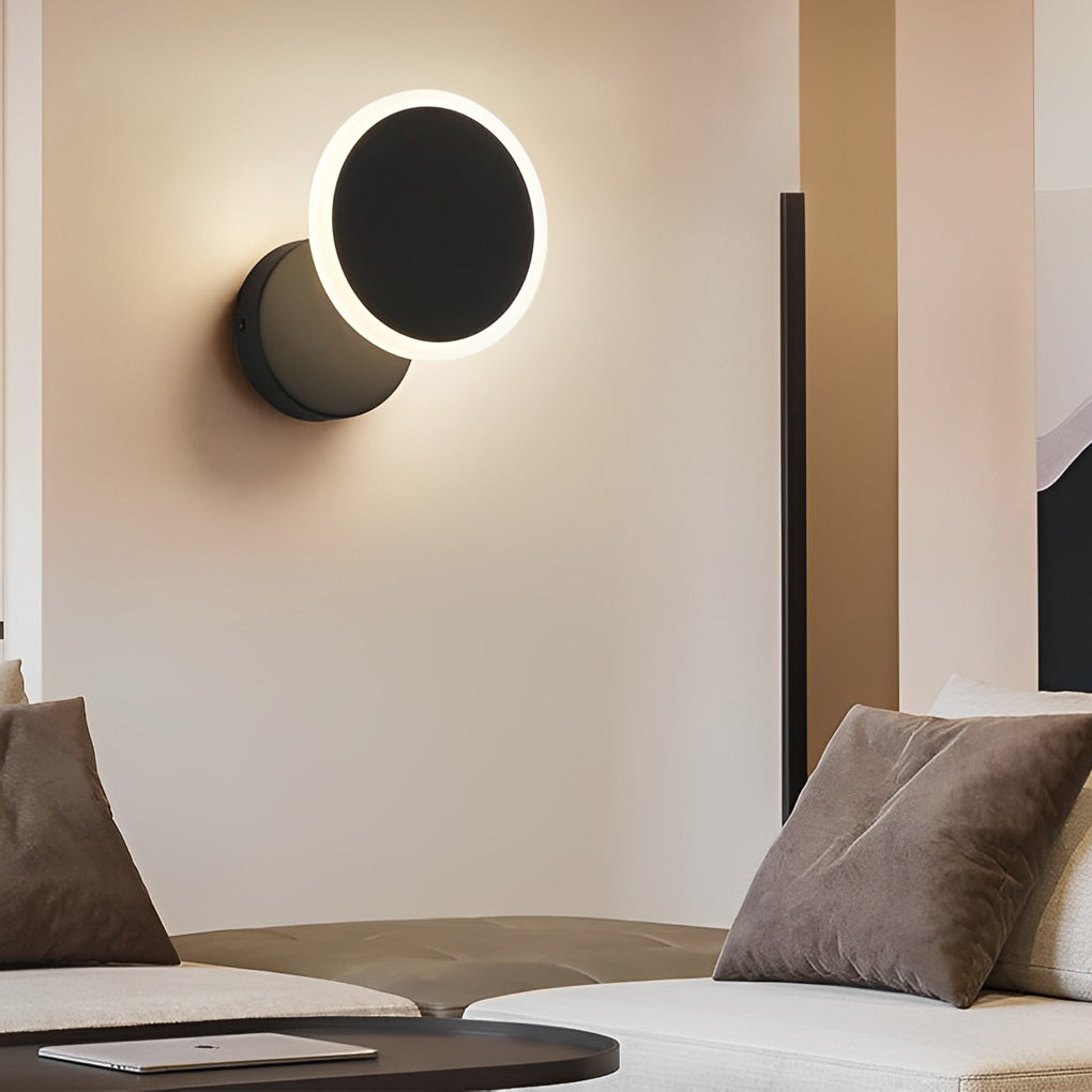 Modern White Acrylic Round Rotatable LED Wall Sconce for Living Room