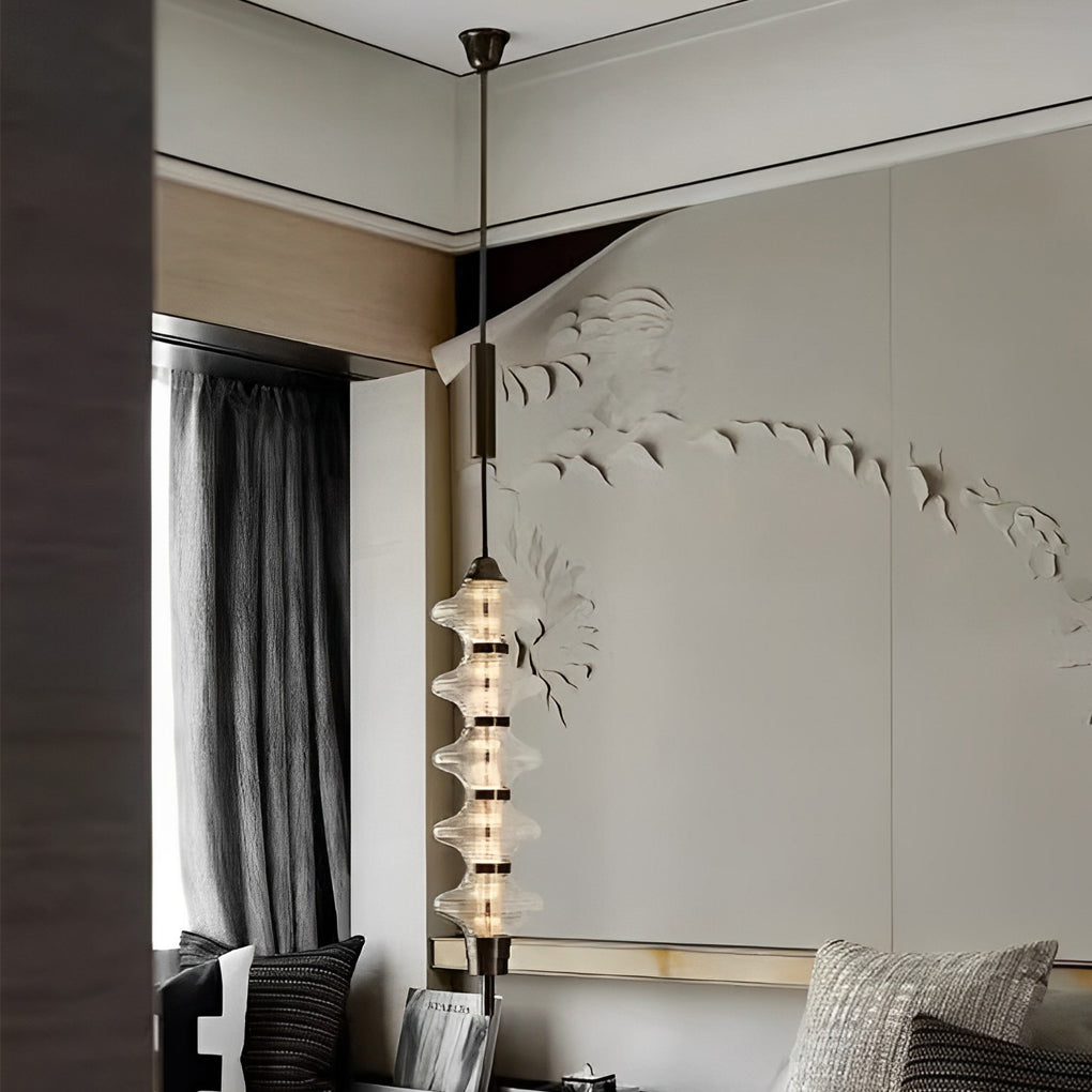 Minimalist Glass and Metal LED Gourd Chandelier for Dining Room Elegance