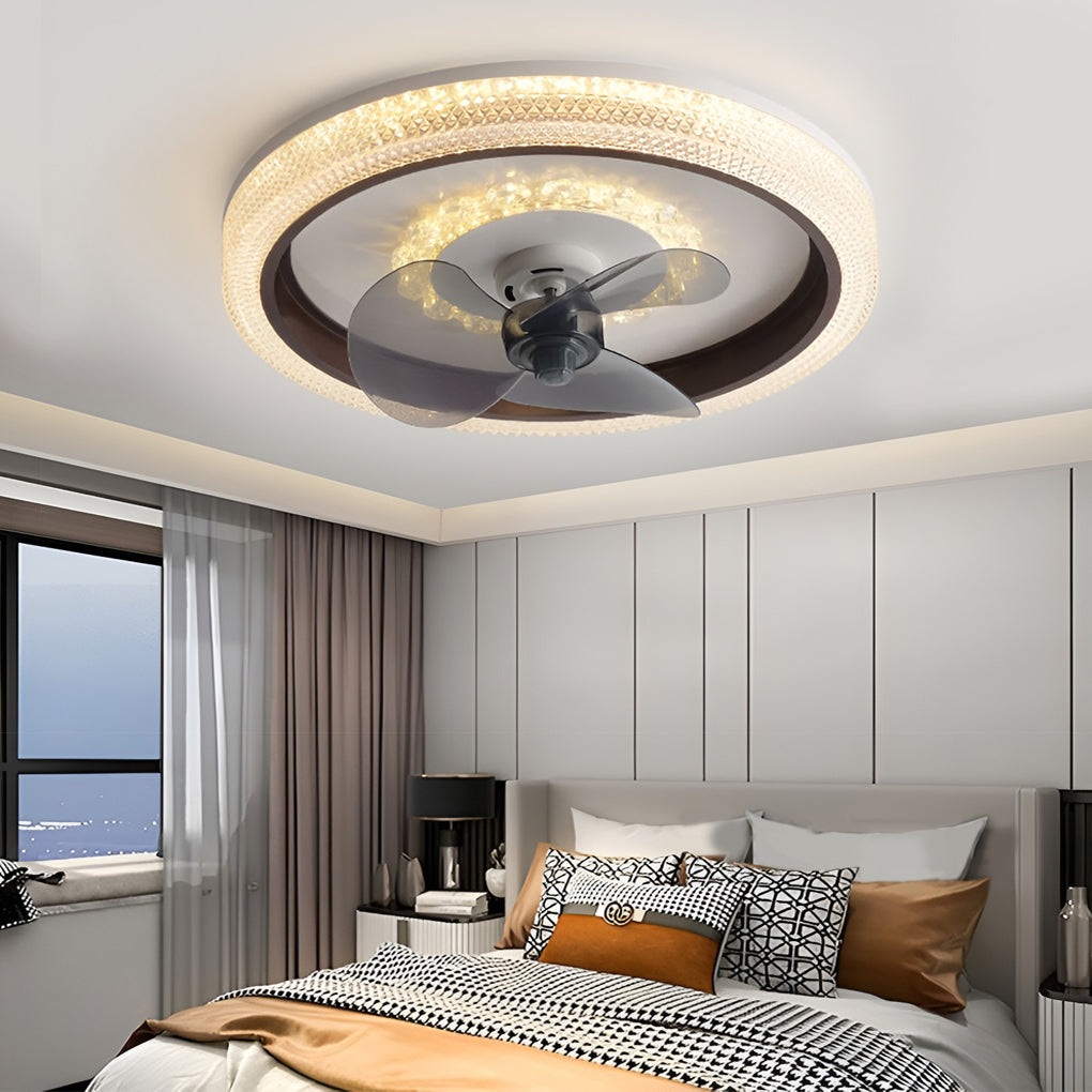 Muted Round 360° Rotatable LED Ceiling Fan Light for Modern Spaces
