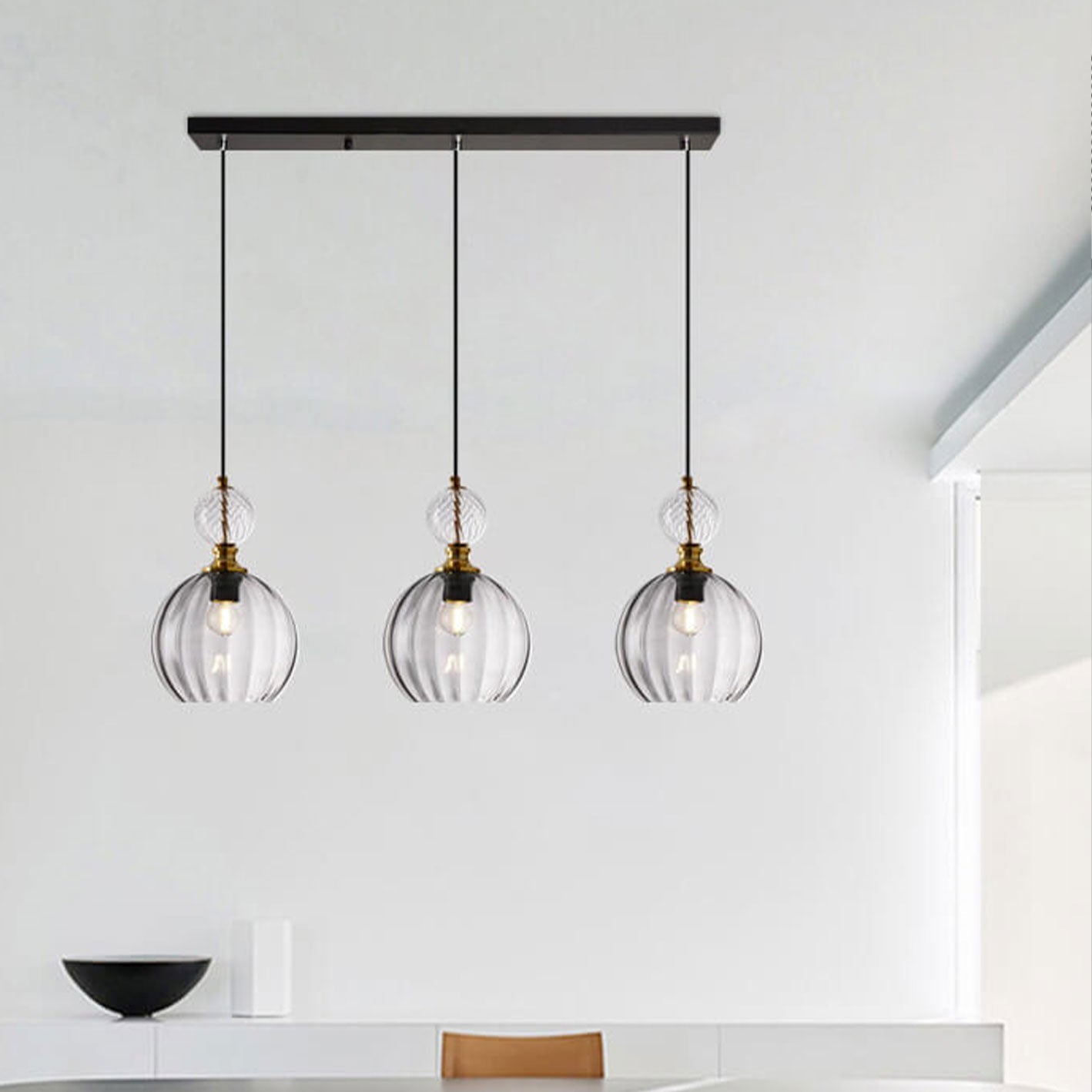 Creative Danish Striped Glass Round Chandelier for Modern Living Spaces