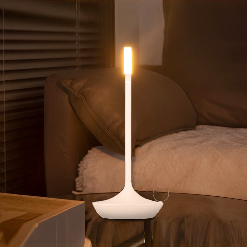 Minimalist White Cordless LED Candle Wick Table Lamp for Home Decor
