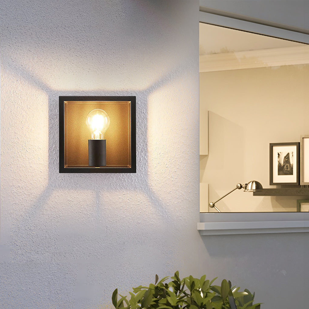 Modern Square Frame Black Wall Sconce - Stylish Lighting for Hallway