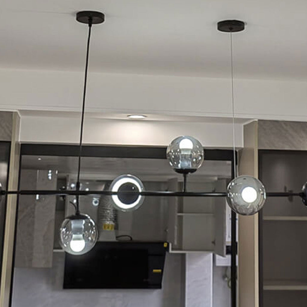 Elegant Modern Minimalist 6-Light Glass Globe Chandelier for Dining Room