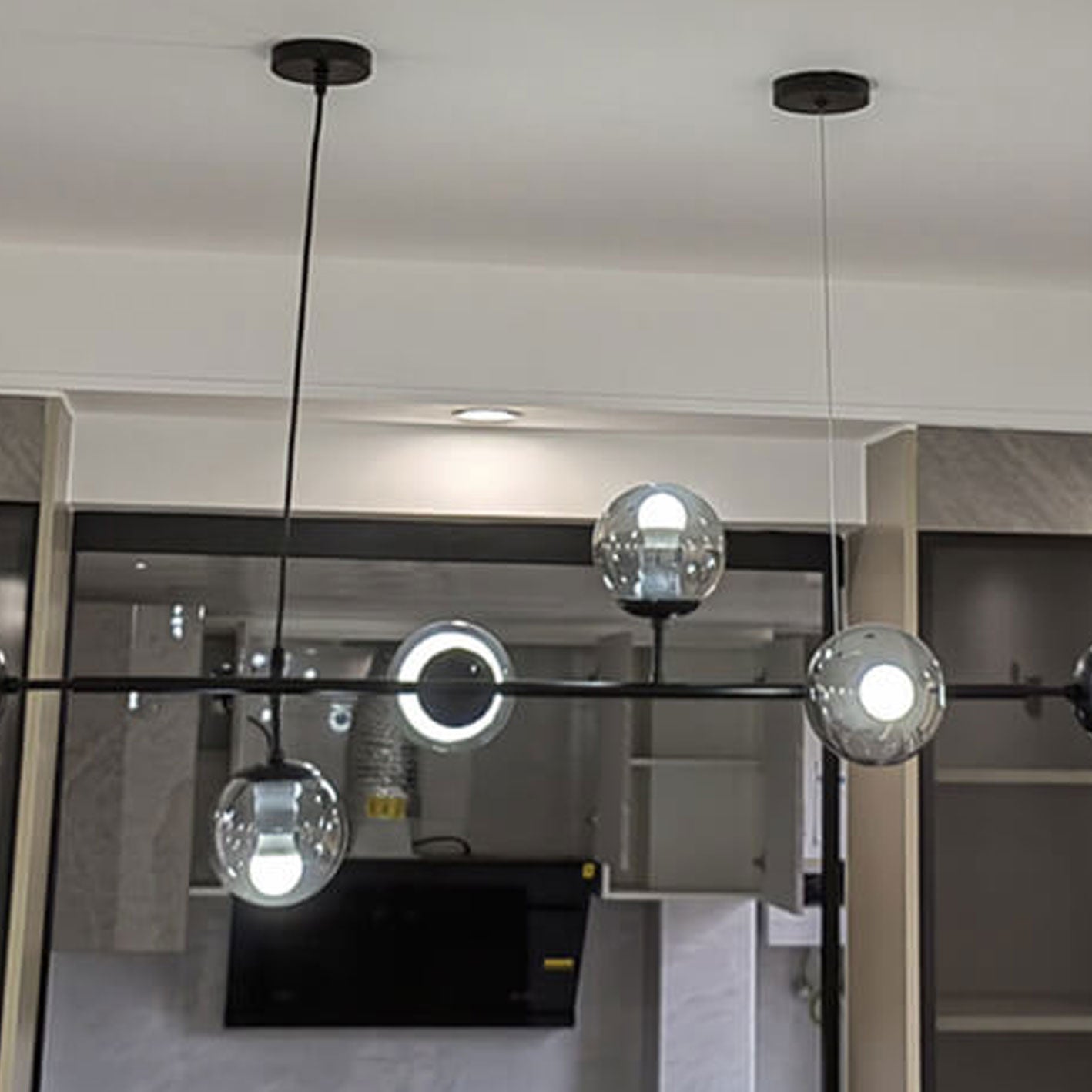 Elegant Modern Minimalist 6-Light Glass Globe Chandelier for Dining Room