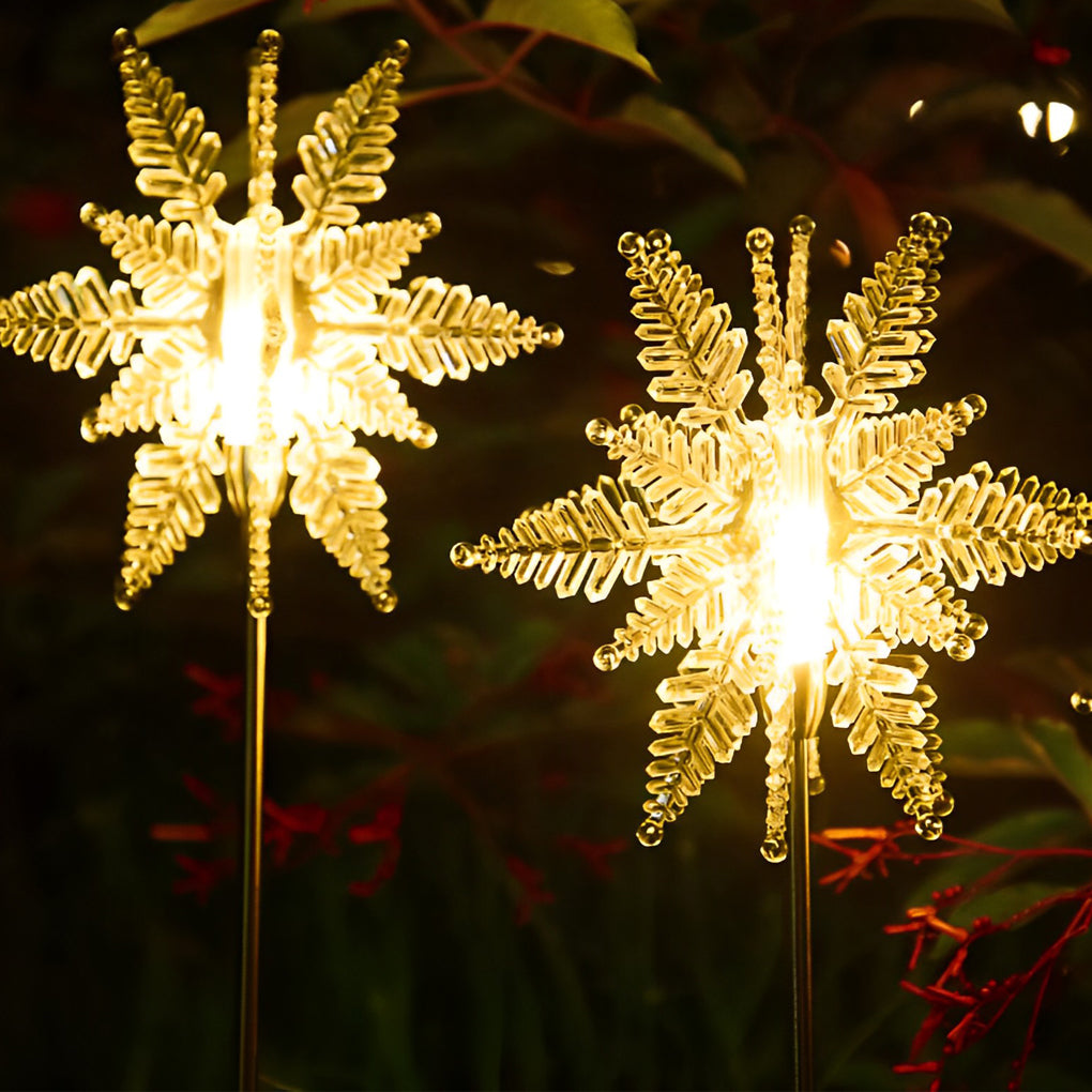 Elegant Acrylic Solar Snowflake Lawn Lights Set - 2PCS Outdoor Holiday Decor