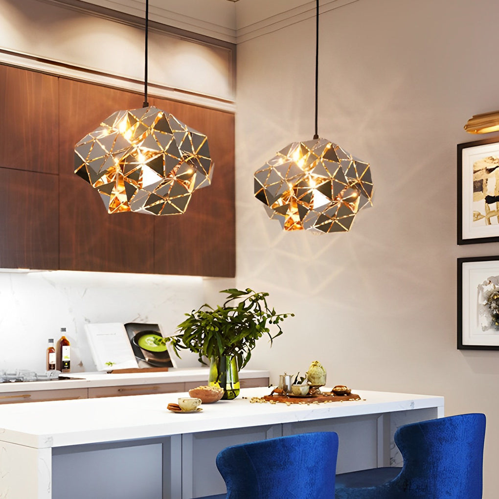 Post-Modern Irregular Stainless Steel Hollow Chandelier for Living Room