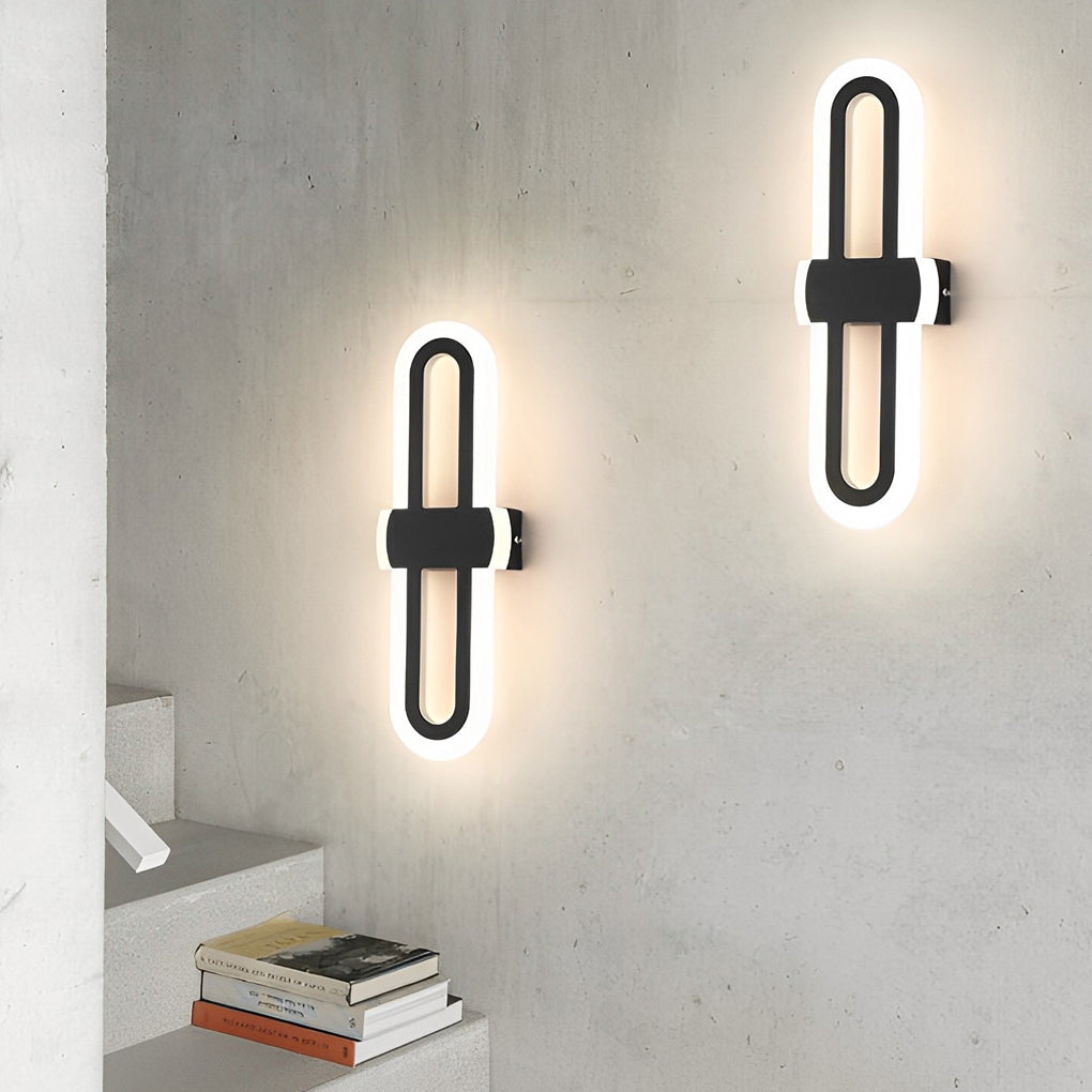 Modern White LED Rounded Rectangular Wall Sconce for Living Room