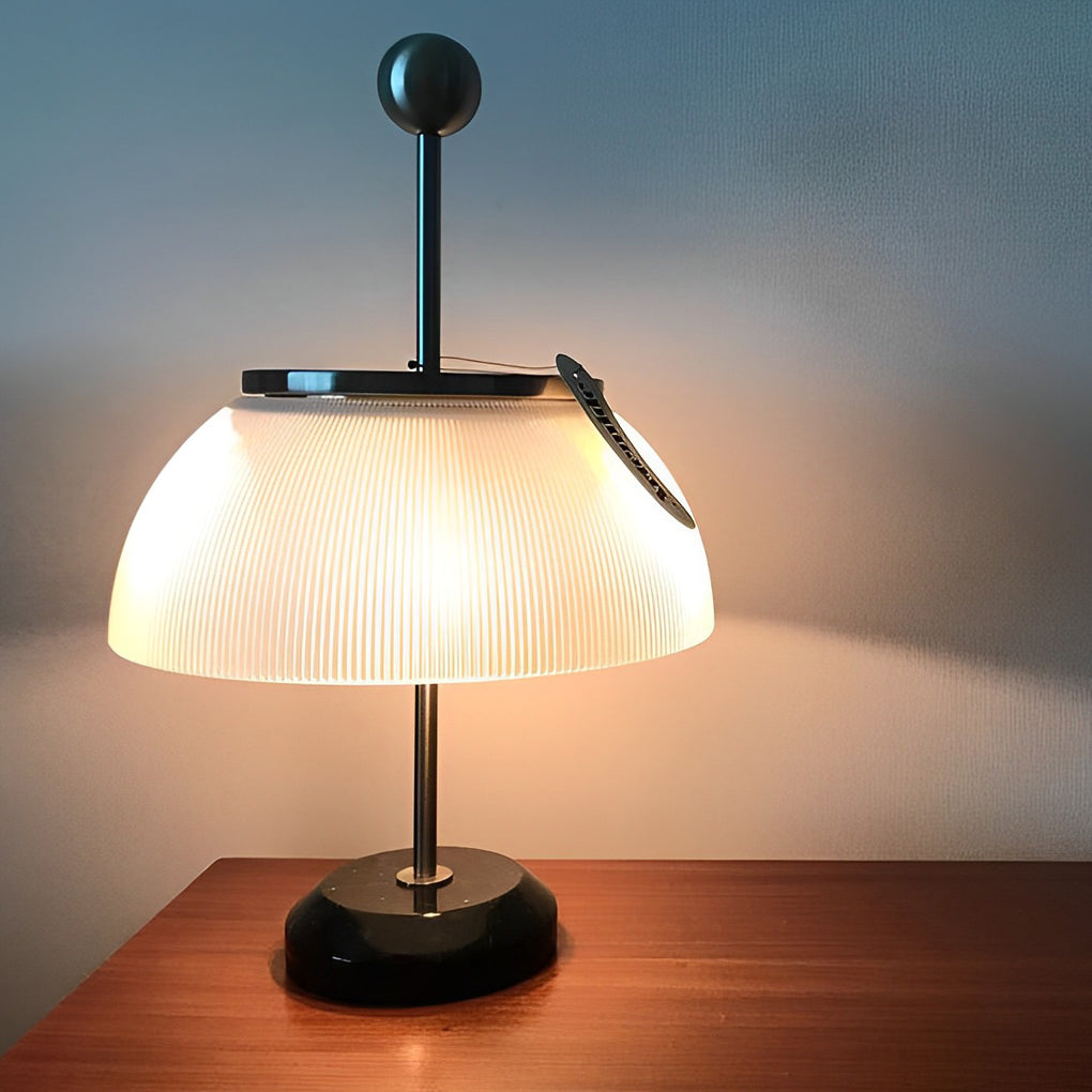 Elegant Ribbed Glass Bowl & Metal Table Lamps for Italian-Style Decor