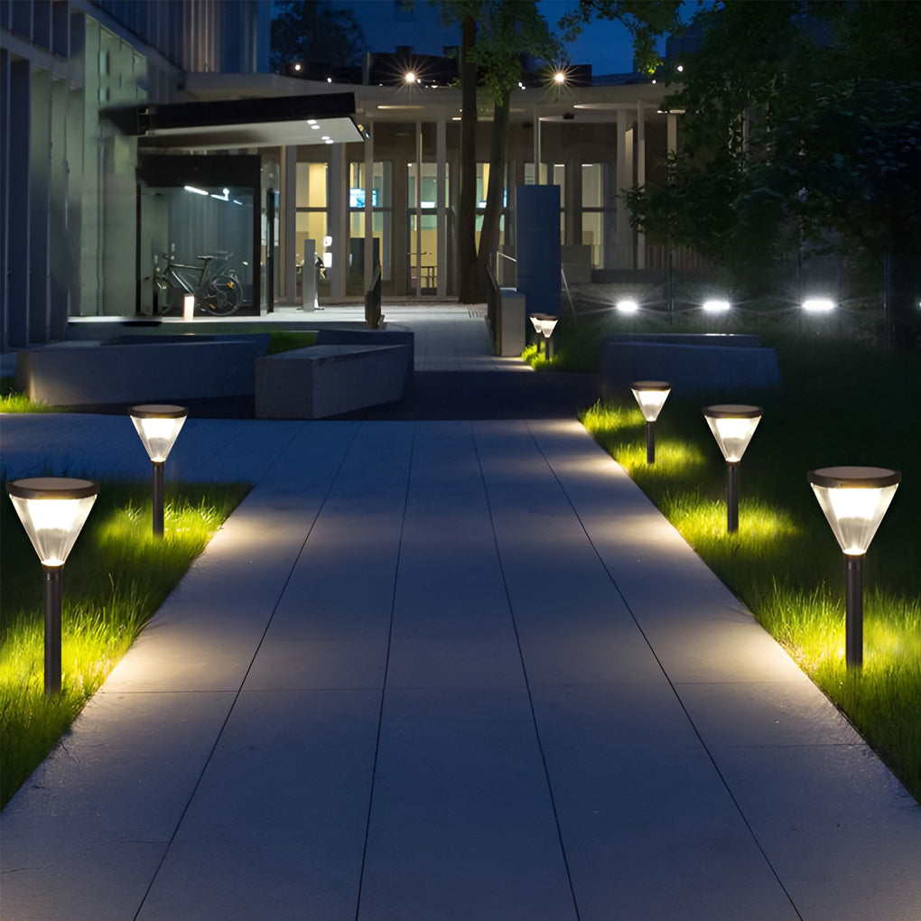 Sleek Gray Cone-Shaped LED Solar Path Light for Eco-Friendly Outdoors