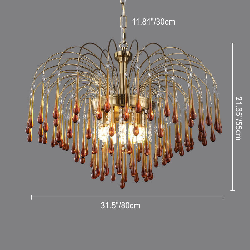 Traditional Copper Teardrop Chandelier - 4/6/10 Light for Living Room