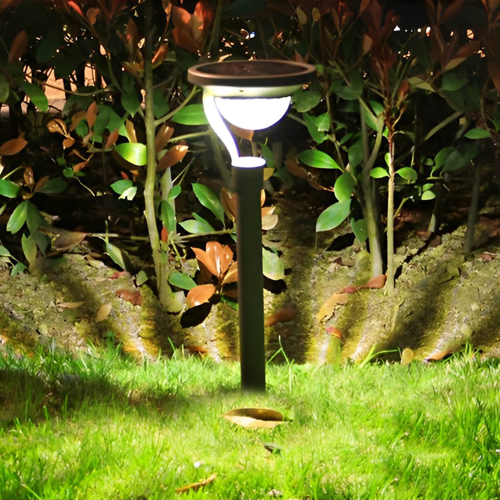 Contemporary Half-Sphere Solar LED Outdoor Lawn Light in Black Metal