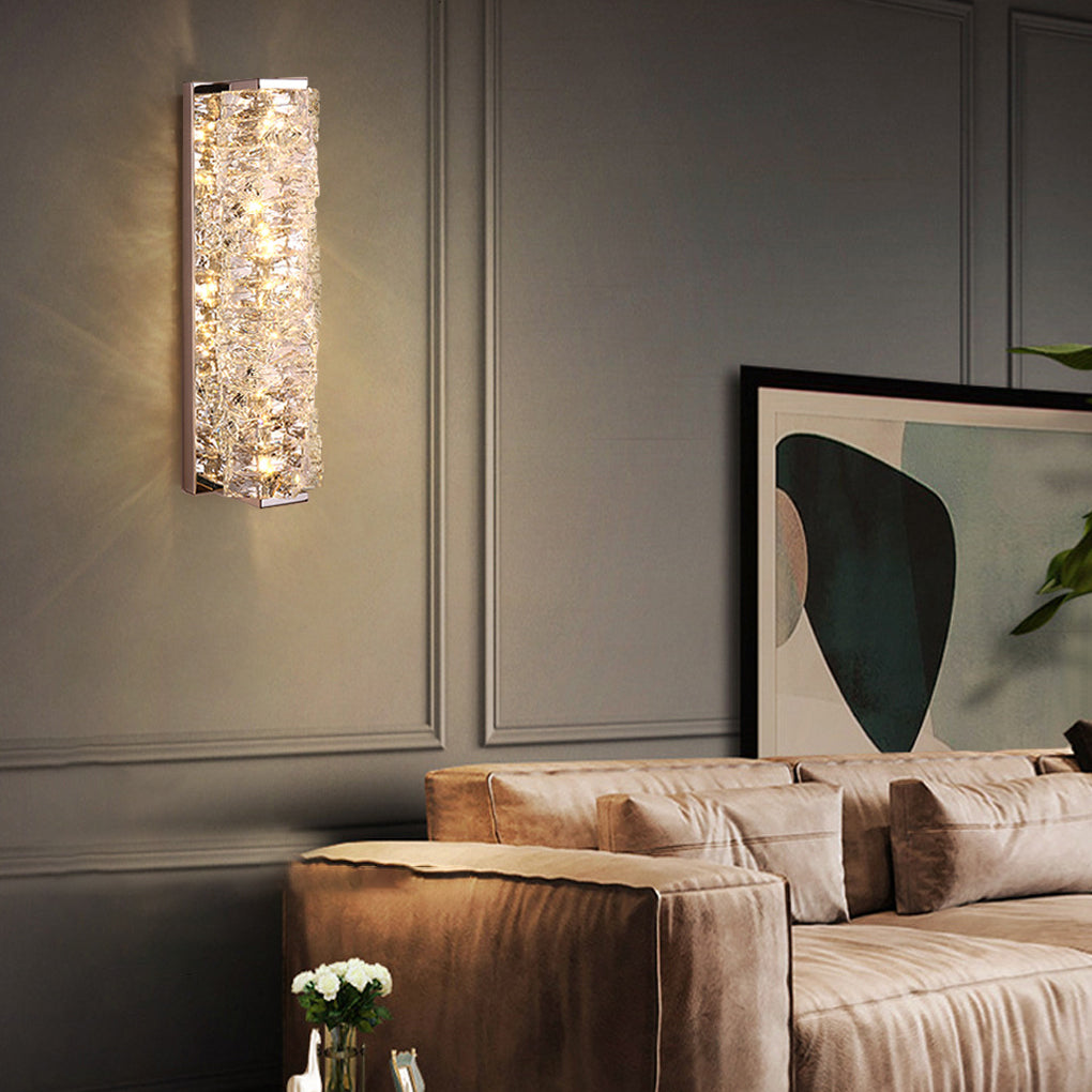 Modern Crystal LED Wall Sconce Light with Three Dimming Levels for Living Room