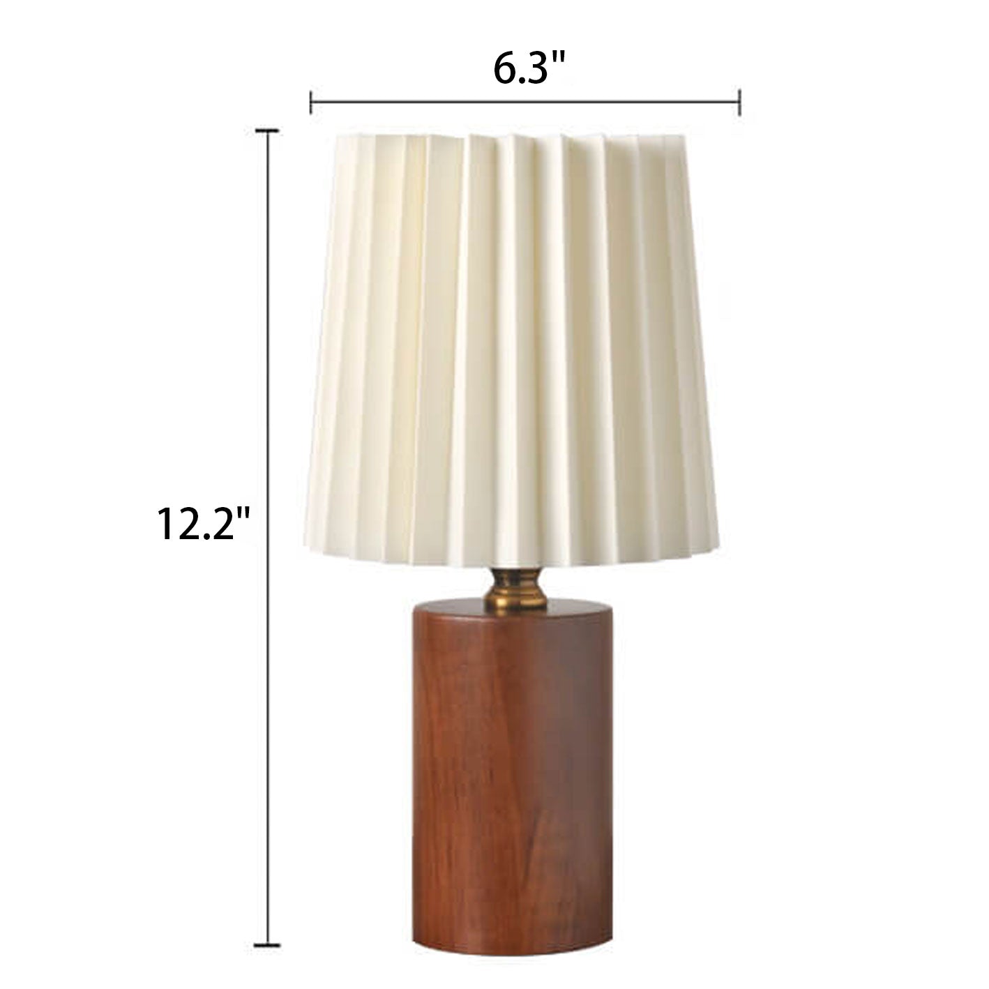 Elegant Vintage Korean Pleated Column Table Lamp with Solid Wood Base