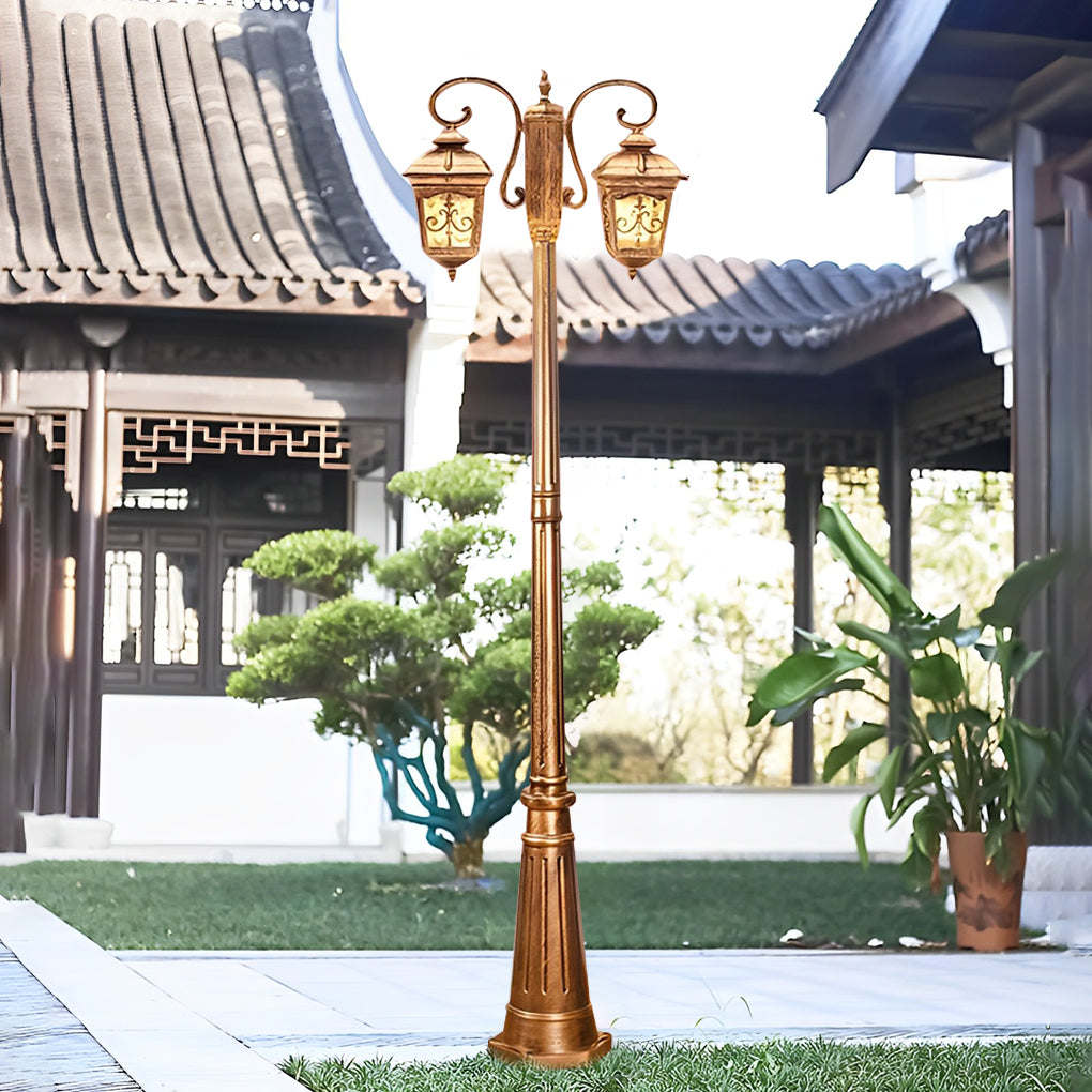 Vintage Black Metal Waterproof Lamp Post for Garden & Pathway Lighting