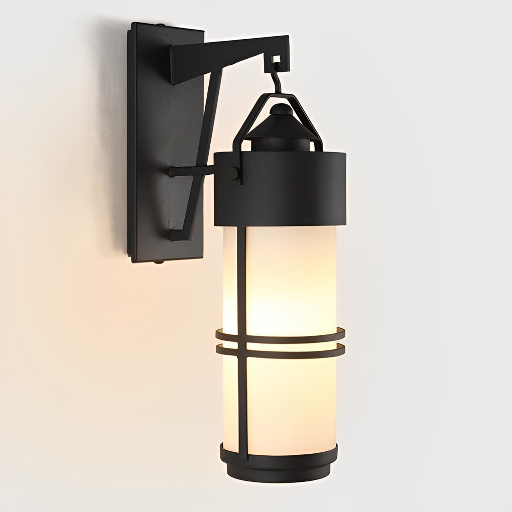Rustic Black Waterproof American-Style Wall Lantern for Outdoor Use