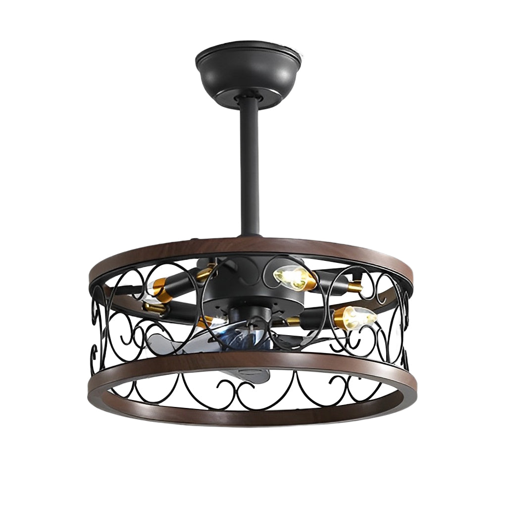 Vintage White Bladeless LED Ceiling Fan with Remote for Bedroom Comfort