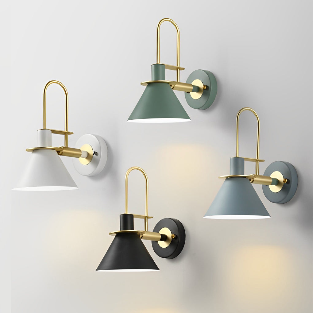 Modern Black Iron Horn-Shaped Wall Sconce for Living Room Decor
