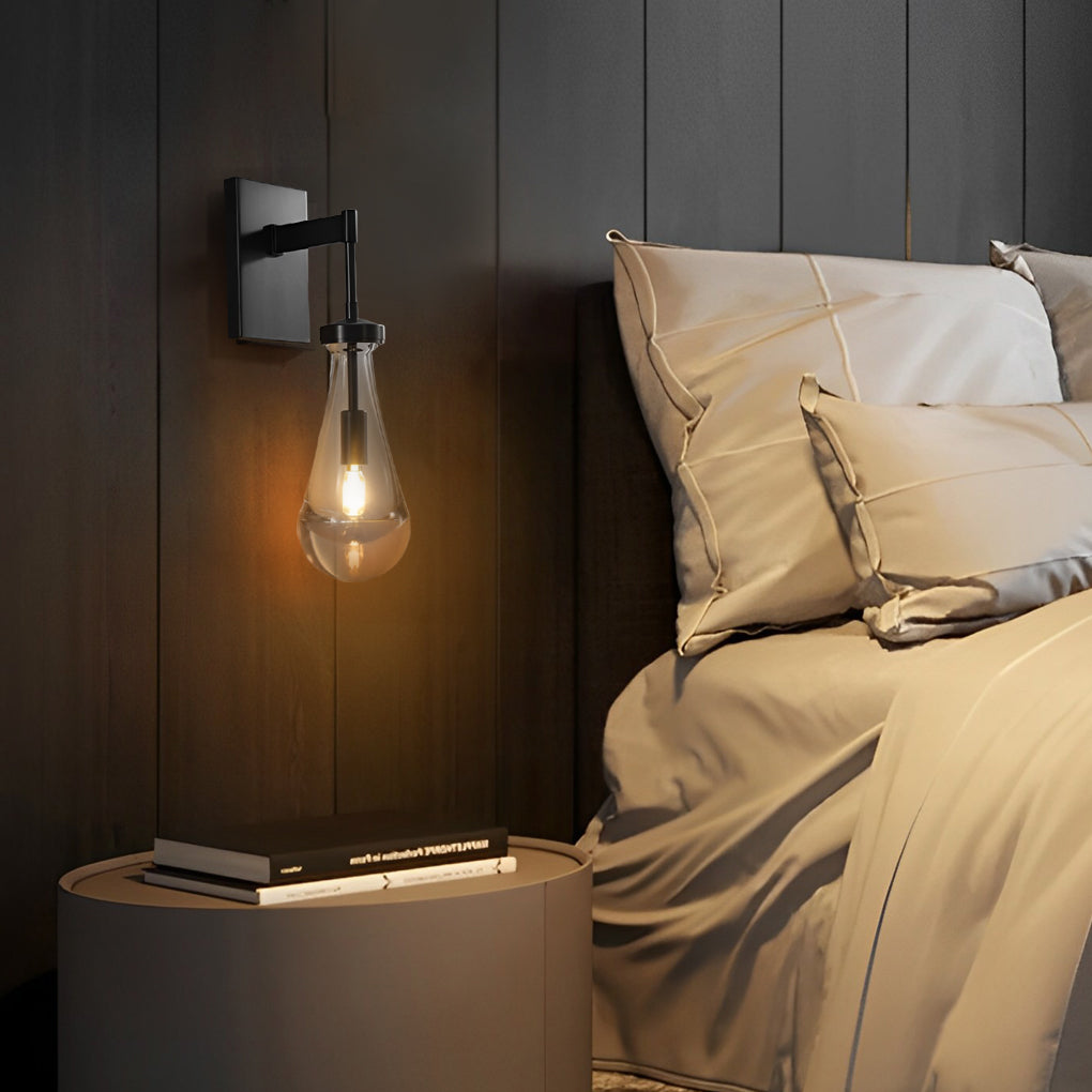 Minimalist Copper Water Drop Crystal Wall Sconce for Modern Interiors