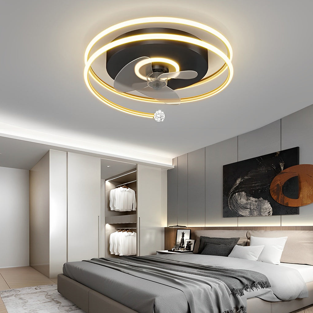 Modern White Bladeless LED Ceiling Fan Light for Living Room, Bedroom