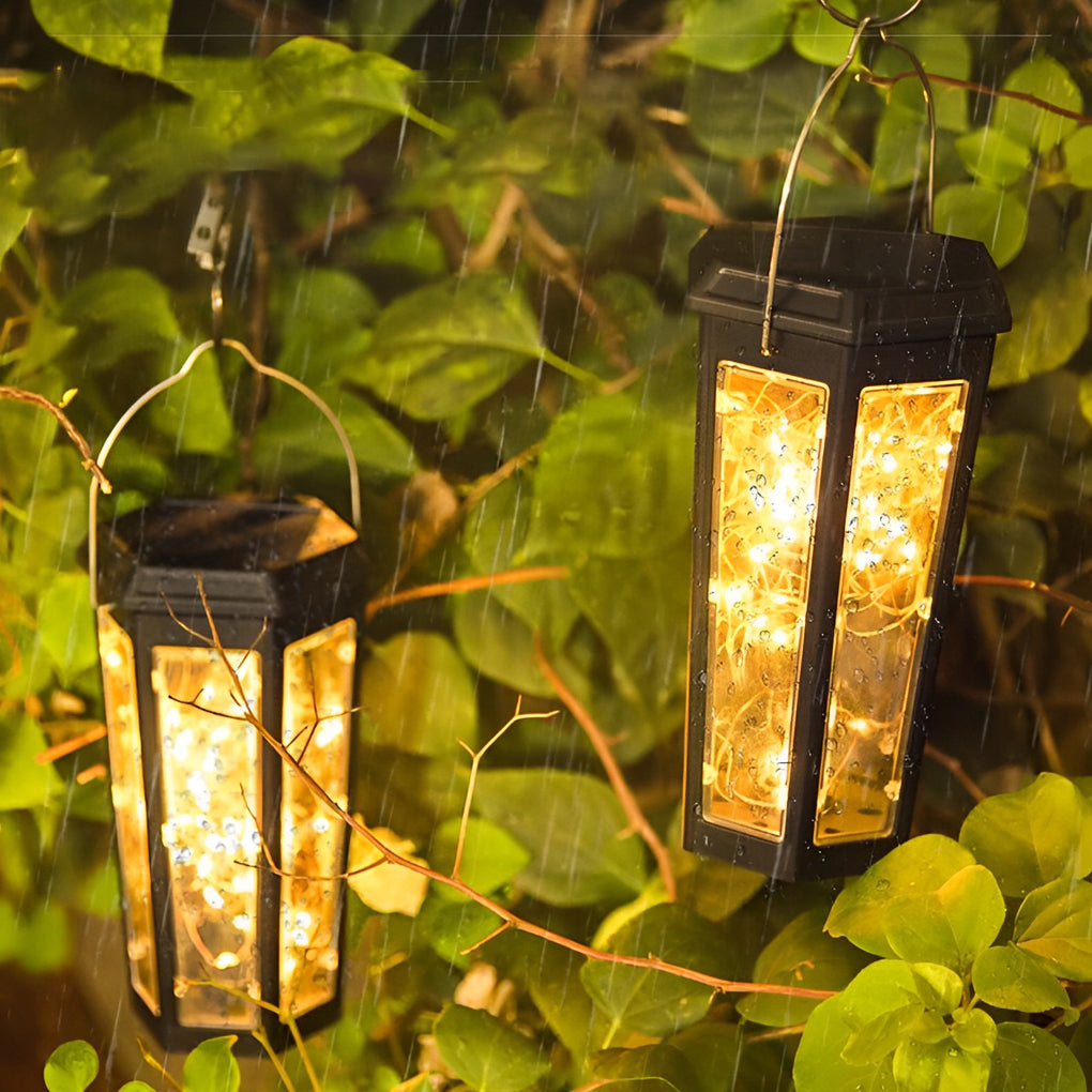 Set of 2 Solar-Powered Hexagonal LED Lawn Lights with Motion Sensor