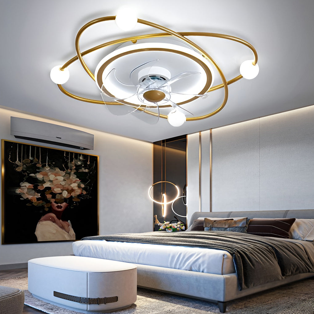 Nordic Style Dimmable LED Ceiling Fan Light in Elegant White Finish