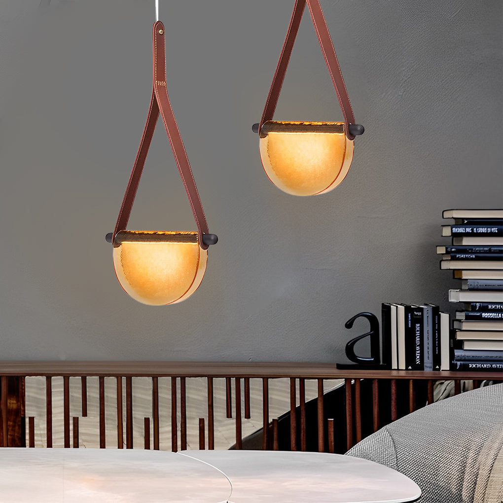 Post-Modern Semicircular Glass LED Chandelier for Living Room Dining