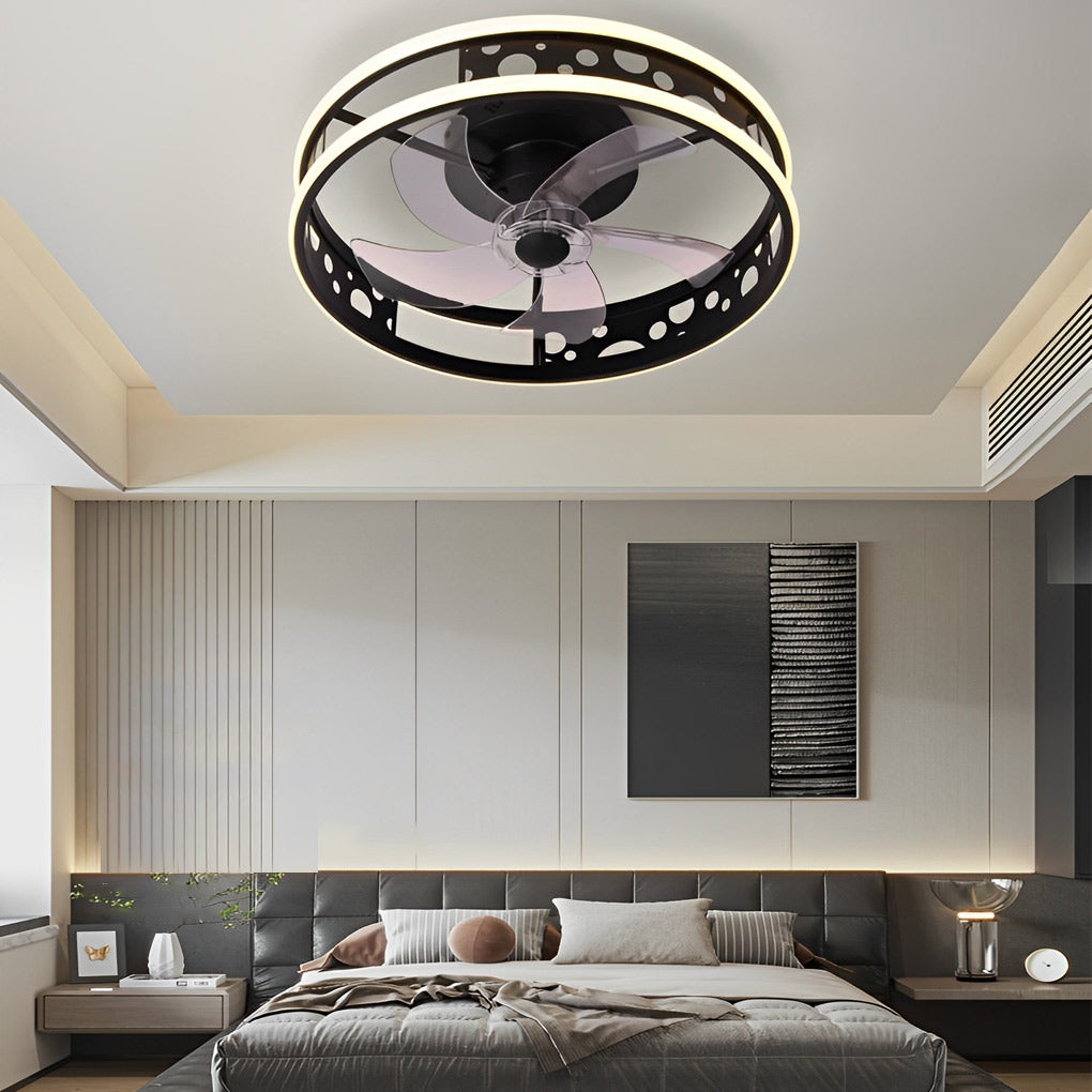 Nordic Bladeless Ceiling Fan with Remote - Round Three-Step Dimming, White