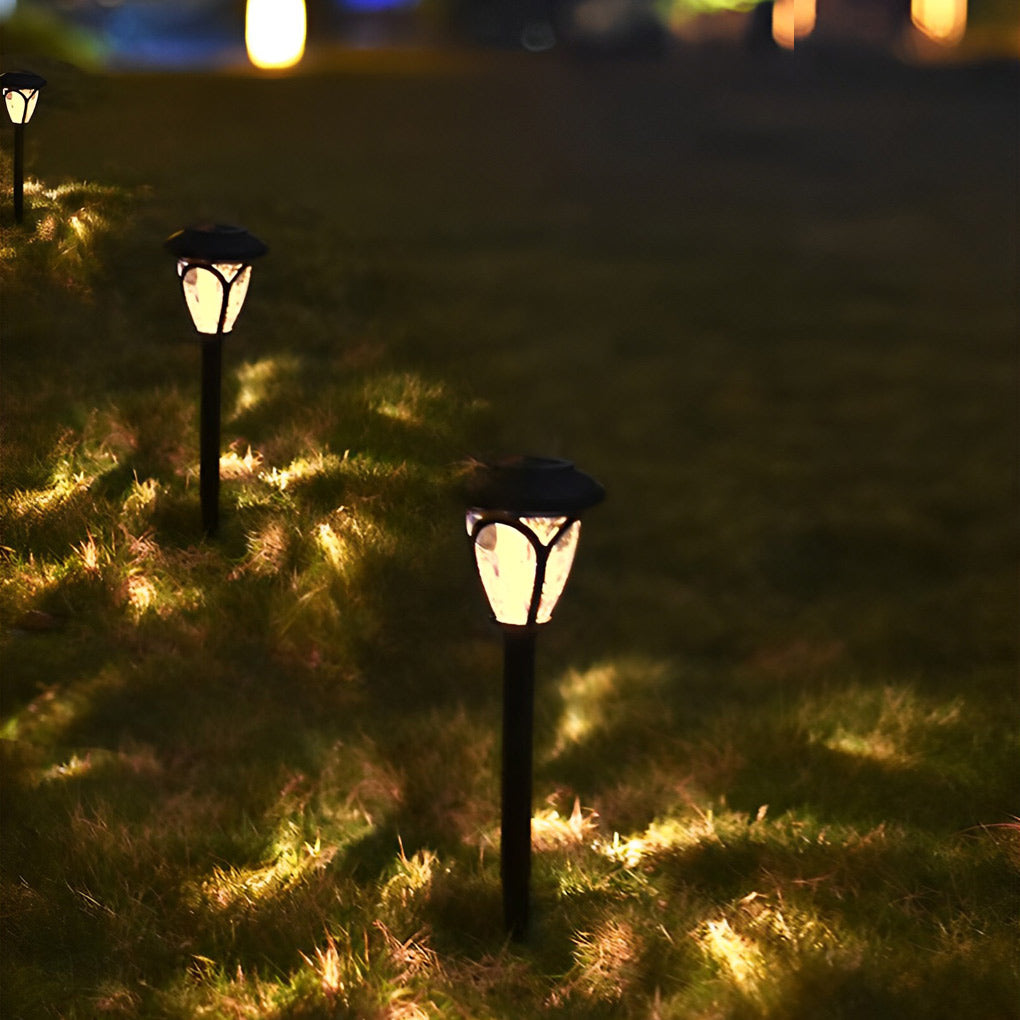 Set of 2 Modern Black LED Solar Lawn Lights for Outdoor Garden Décor