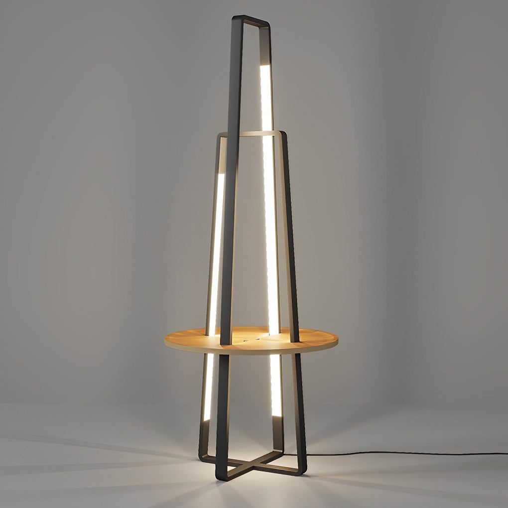 Stylish 63-Inch Black Metal LED Floor Lamp with Tray for Living Room