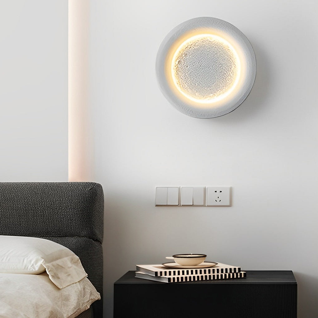 Nordic Round Moon LED Resin Wall Sconce Light for Bedroom Decor