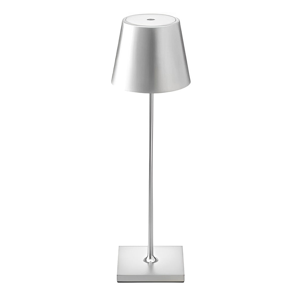 Stylish Aluminum Portable Rechargeable Touch-Control Table Lamp - Grey