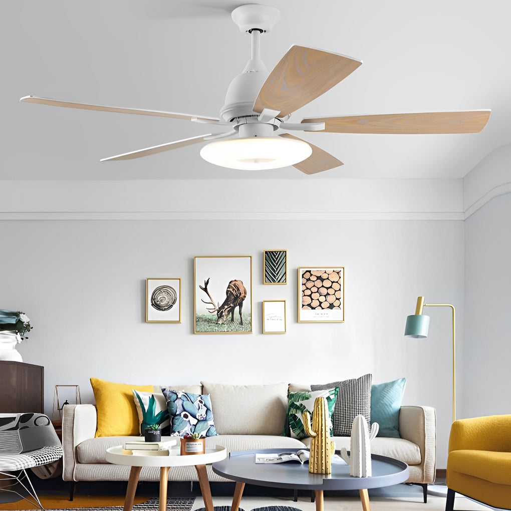 Dimmable 5-Blade Nordic Style LED Ceiling Fan with Remote Control for Bedroom