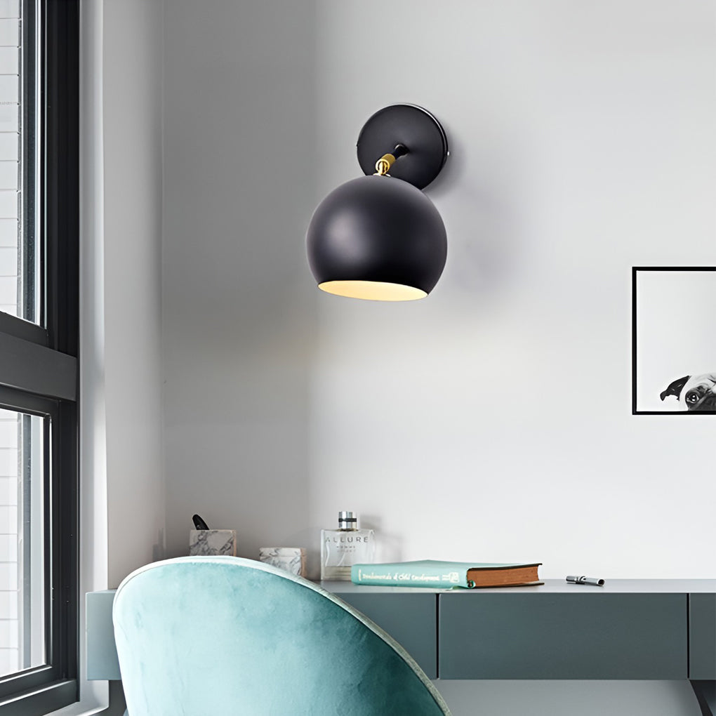 Adjustable White Hemispherical Nordic Wall Sconce Lamp for Modern Interiors