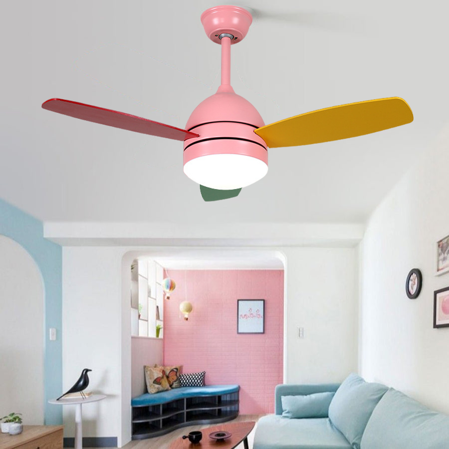 Ultra Silent 6-Gear Variable Frequency Kids Ceiling Fan in White Plastic