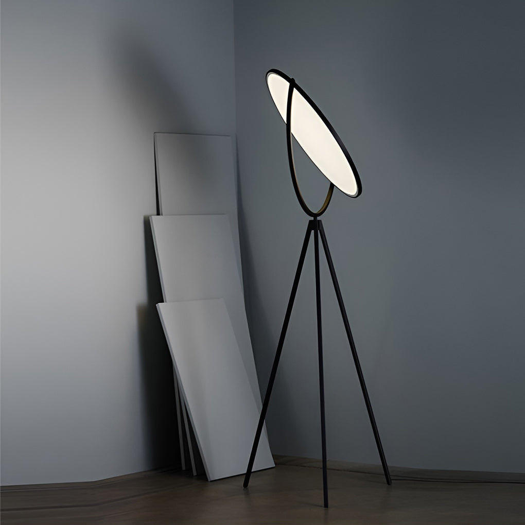 Contemporary Black Metal Rotating LED Tripod Floor Lamp for Living Room
