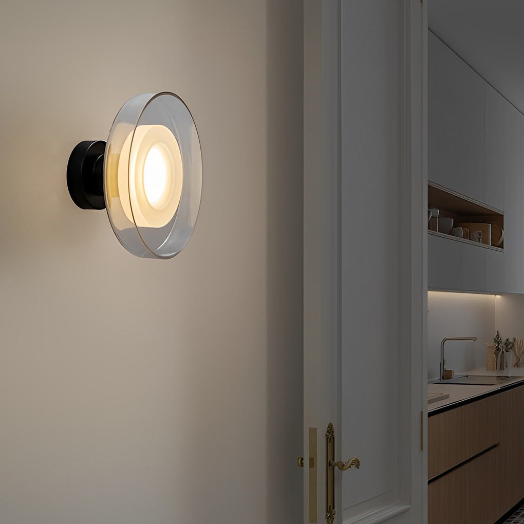 Post Modern Clear Glass LED Wall Sconce for Living Room & Hallway