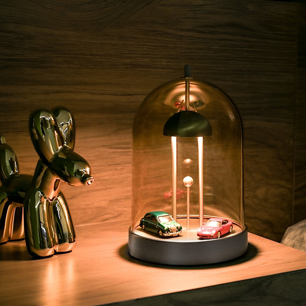 Modern Smoky Glass Dome Ambient Lamp for Living Room or Bedroom Decor
