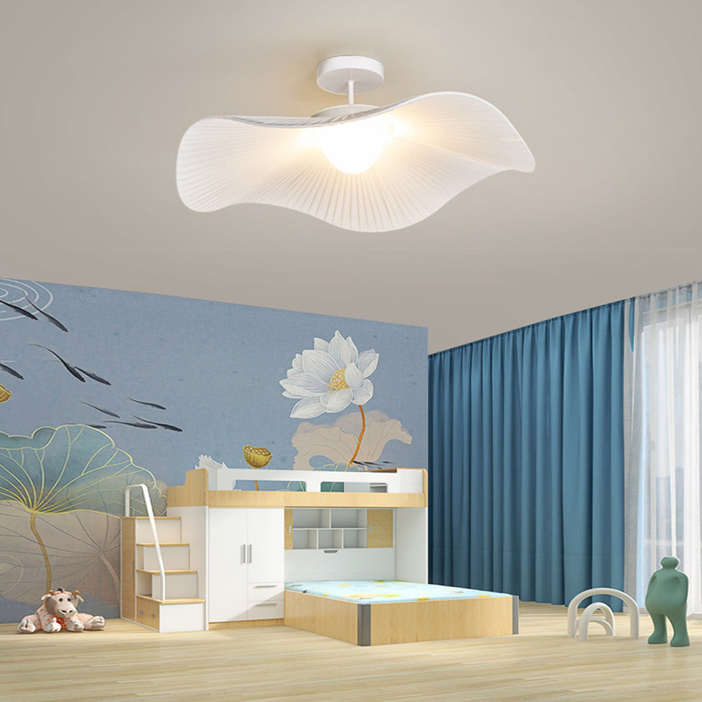 Elegant Pleated Fabric Floral Dimming Ceiling Light Fixture for Bedrooms
