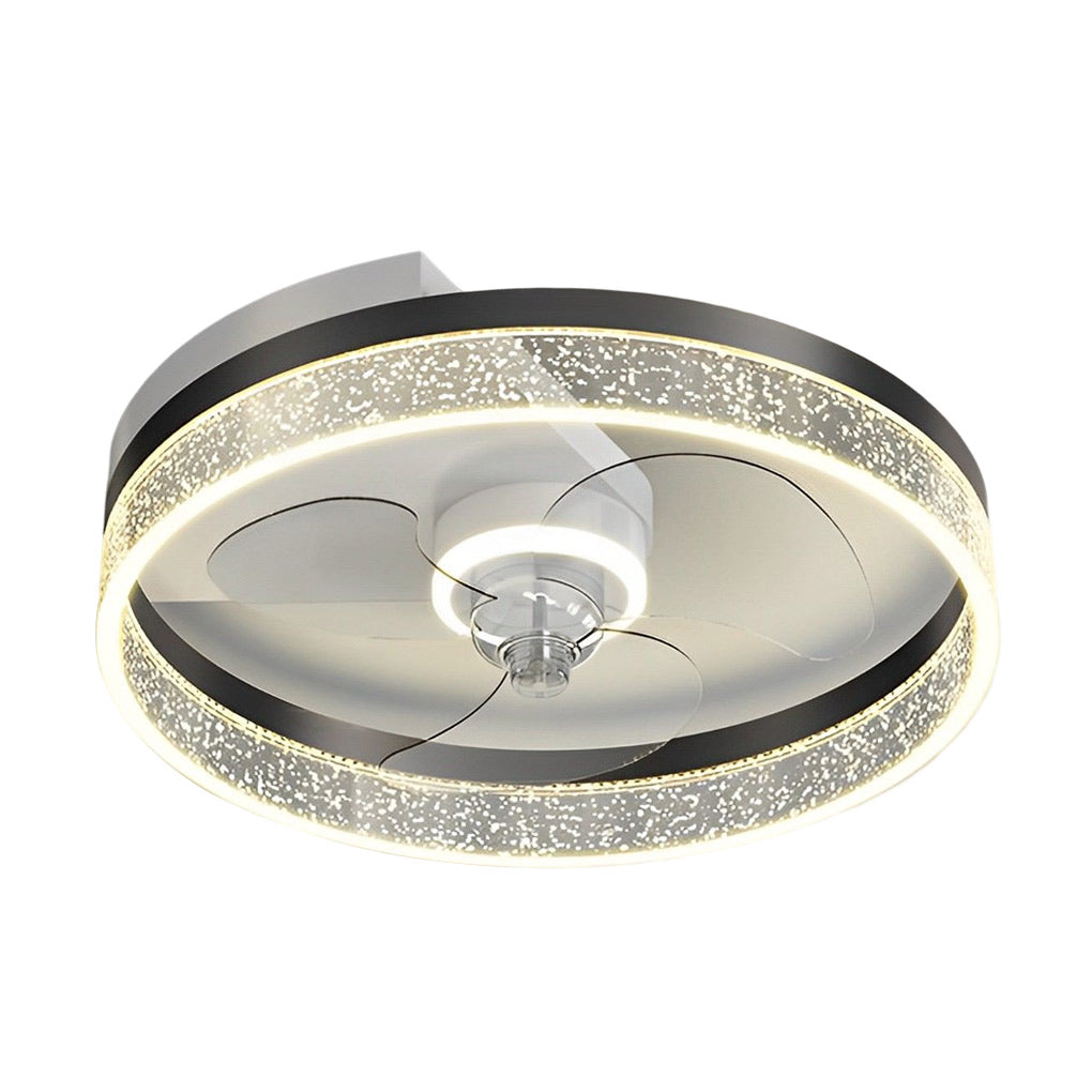 Modern White Bladeless LED Ceiling Fan with Mute Function for Living Room
