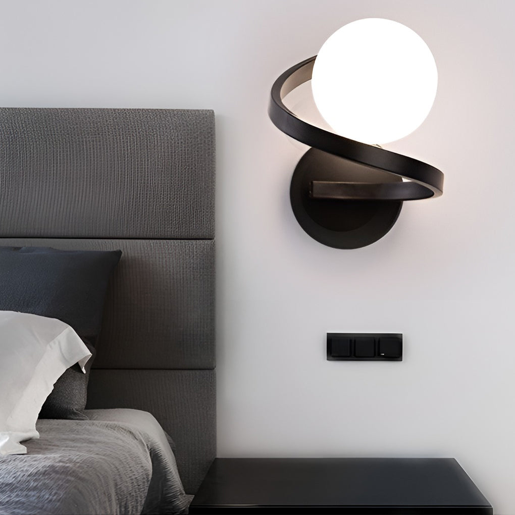 Curved Metal LED Wall Sconce in Stylish Black for Modern Bedrooms