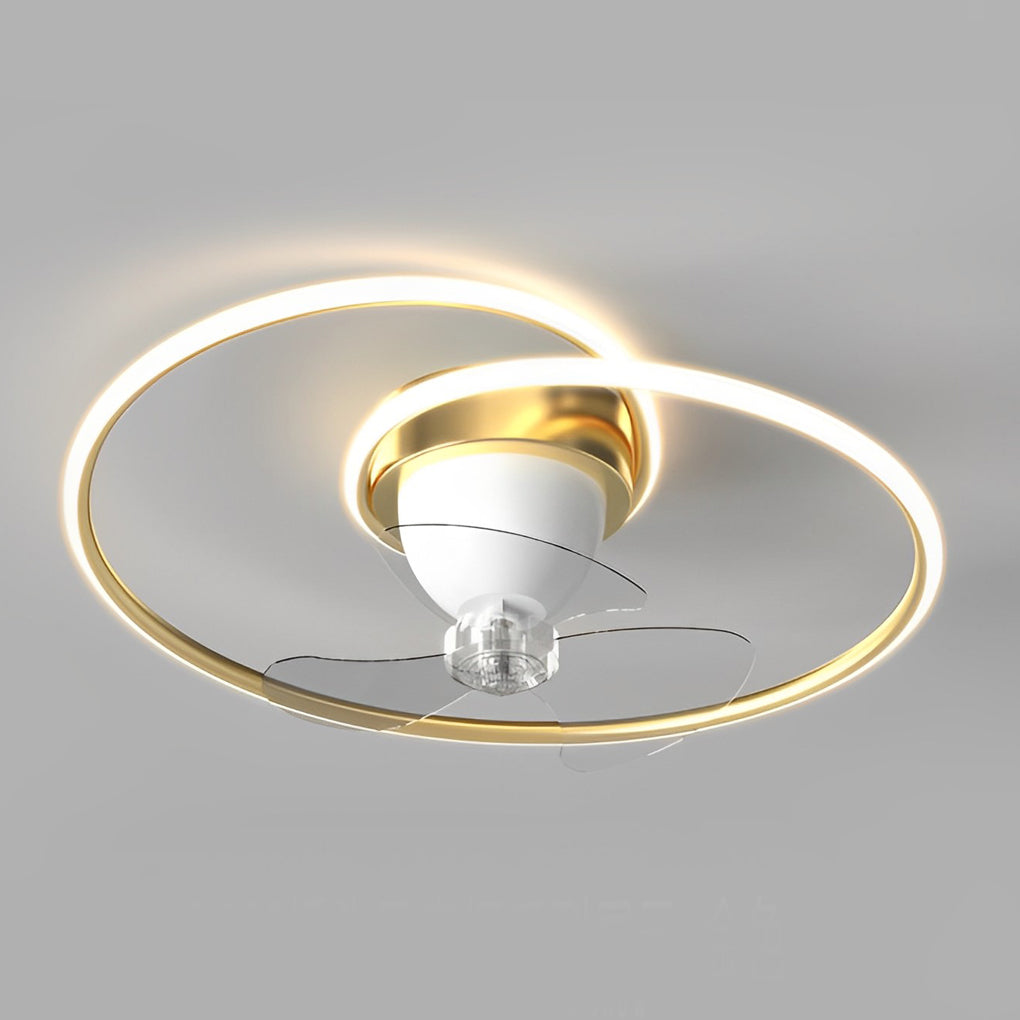 Modern White LED Ceiling Fan Light with 360° Rotation & Dimming