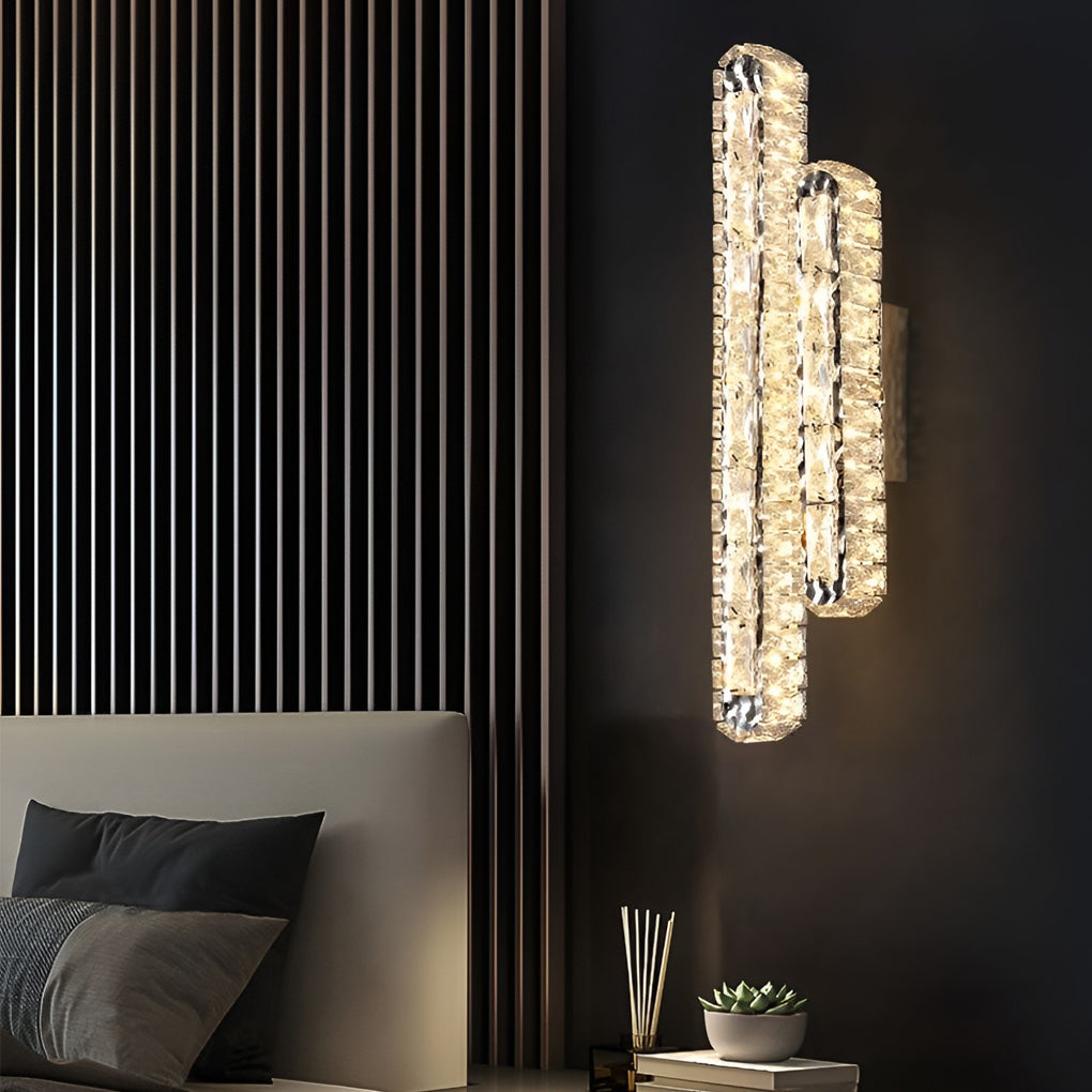 Modern Crystal LED Wall Sconce Lamp with Three-Step Dimming for Living Room