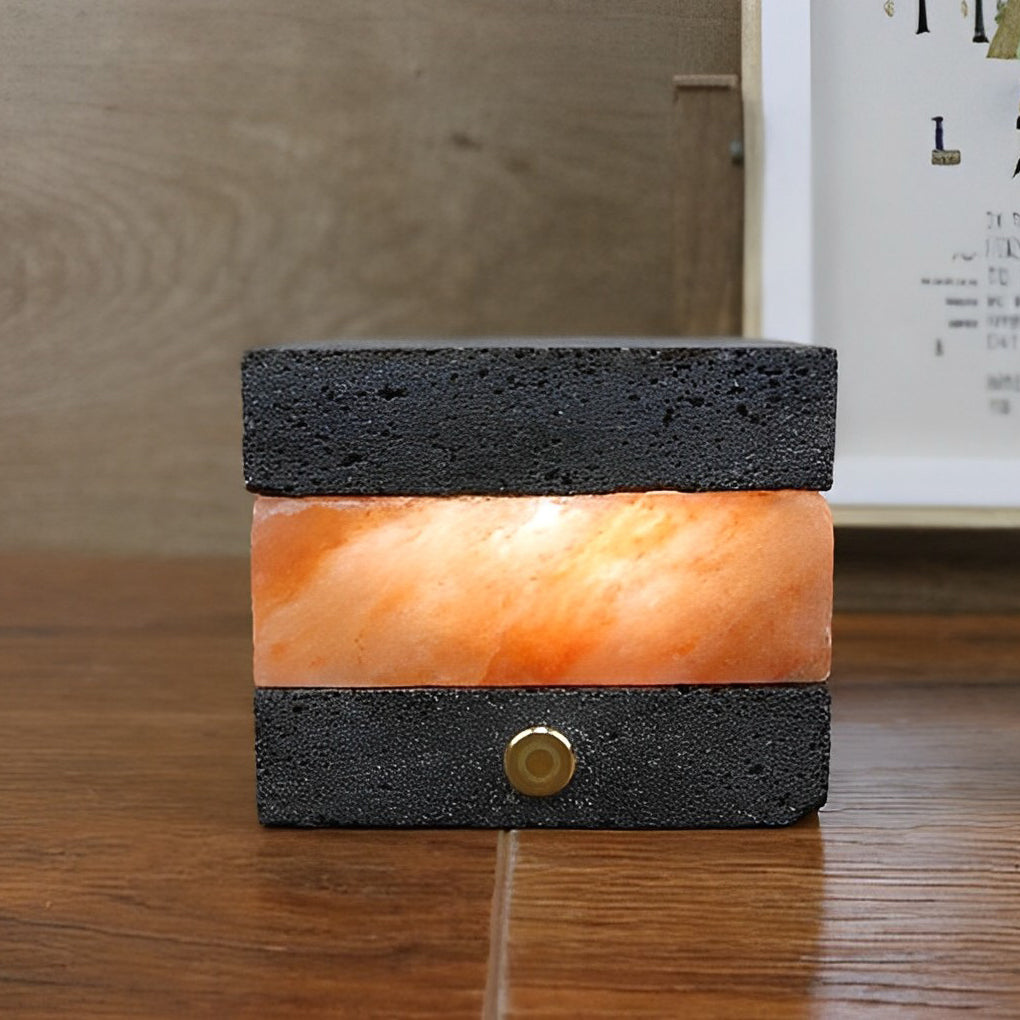 Rustic Volcanic Brick Mini Cordless Table Lamp for Bedroom or Office