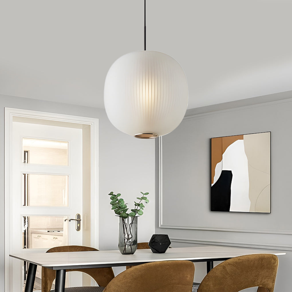 Modern Clear Glass Round Lantern LED Pendant Light for Living Room