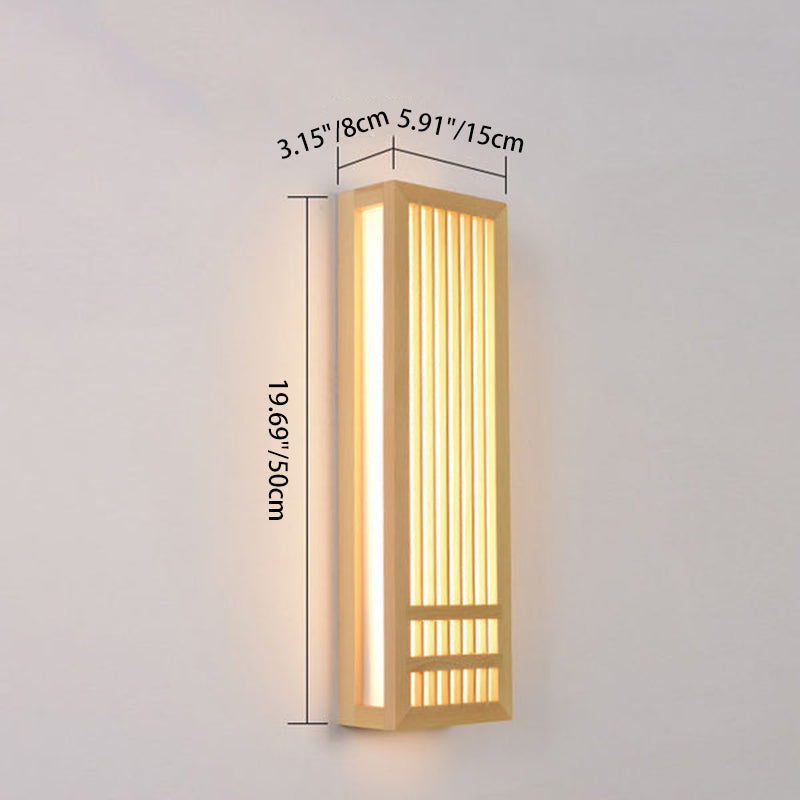 Contemporary White Wood and Acrylic Rectangular LED Wall Sconce for Living Room